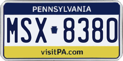 PA license plate MSX8380