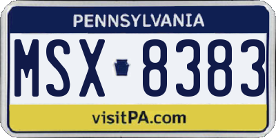 PA license plate MSX8383