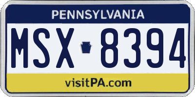 PA license plate MSX8394