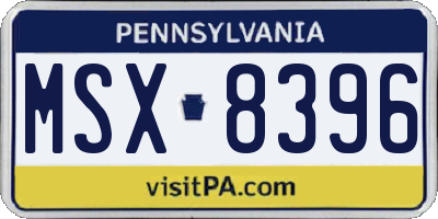 PA license plate MSX8396