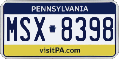 PA license plate MSX8398