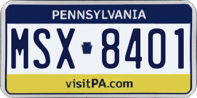 PA license plate MSX8401