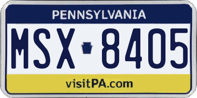 PA license plate MSX8405