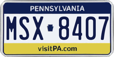 PA license plate MSX8407