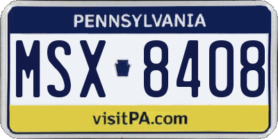 PA license plate MSX8408