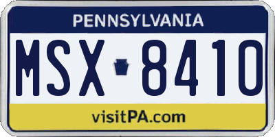 PA license plate MSX8410