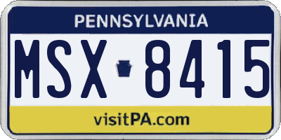 PA license plate MSX8415