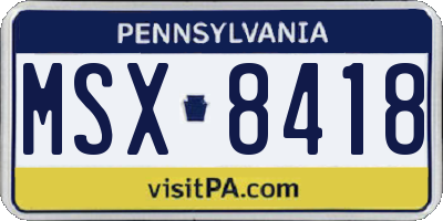 PA license plate MSX8418