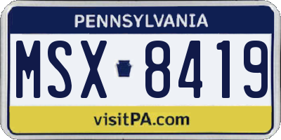 PA license plate MSX8419