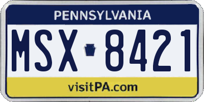 PA license plate MSX8421