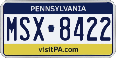 PA license plate MSX8422