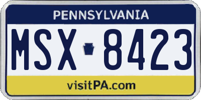PA license plate MSX8423