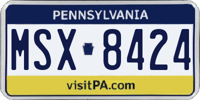 PA license plate MSX8424