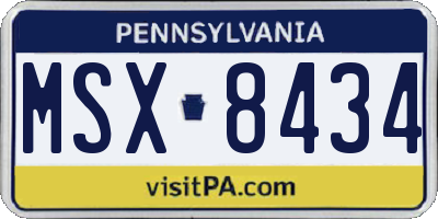 PA license plate MSX8434