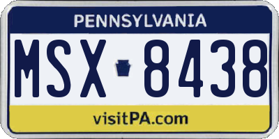 PA license plate MSX8438