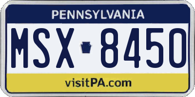 PA license plate MSX8450