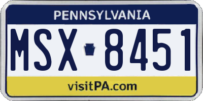 PA license plate MSX8451