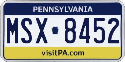 PA license plate MSX8452