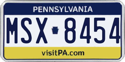 PA license plate MSX8454