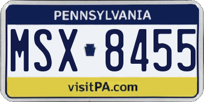 PA license plate MSX8455