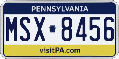 PA license plate MSX8456
