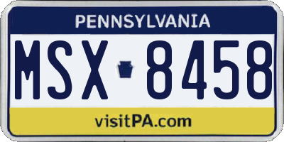 PA license plate MSX8458