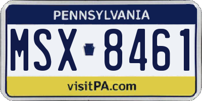 PA license plate MSX8461