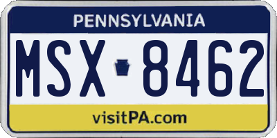 PA license plate MSX8462