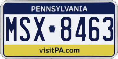 PA license plate MSX8463