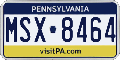 PA license plate MSX8464