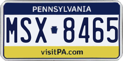 PA license plate MSX8465