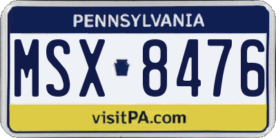 PA license plate MSX8476