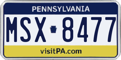 PA license plate MSX8477
