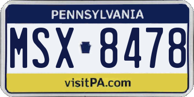 PA license plate MSX8478