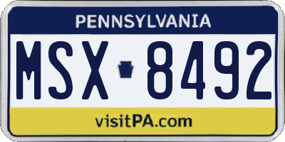 PA license plate MSX8492