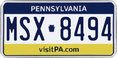 PA license plate MSX8494