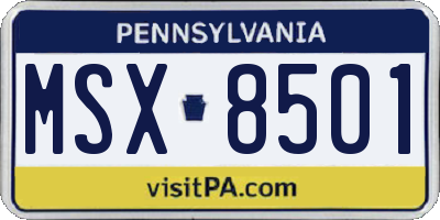 PA license plate MSX8501