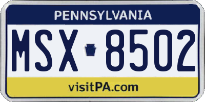 PA license plate MSX8502