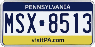 PA license plate MSX8513