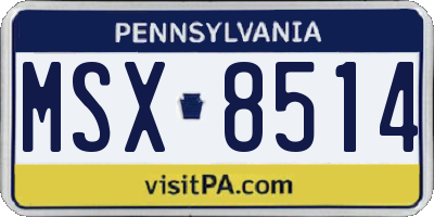 PA license plate MSX8514