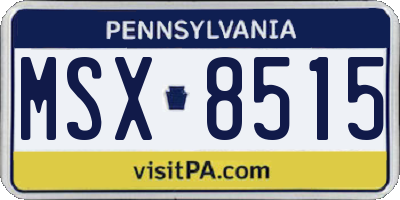 PA license plate MSX8515