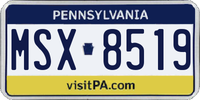 PA license plate MSX8519
