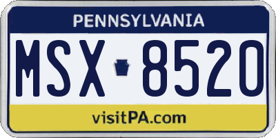 PA license plate MSX8520