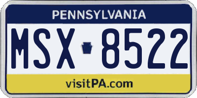 PA license plate MSX8522