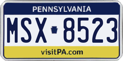 PA license plate MSX8523