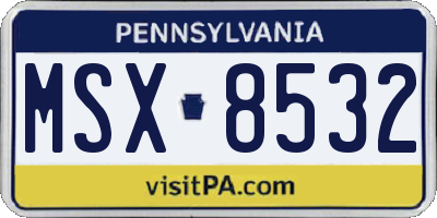 PA license plate MSX8532