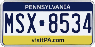 PA license plate MSX8534