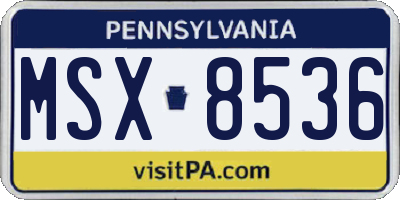 PA license plate MSX8536