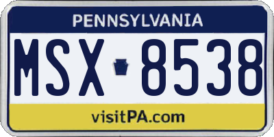 PA license plate MSX8538