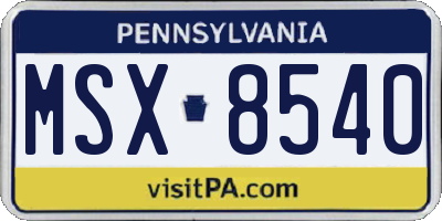PA license plate MSX8540